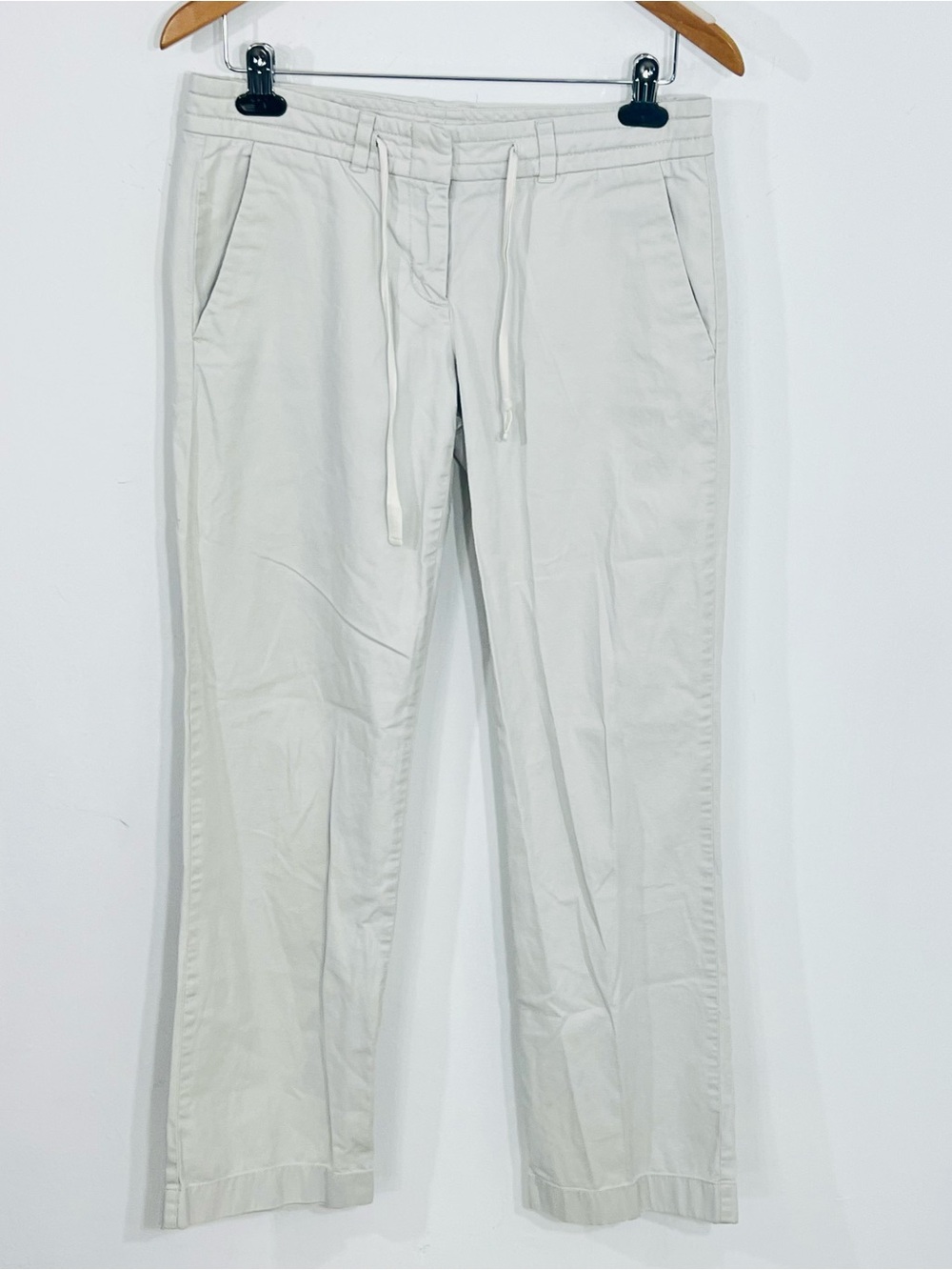 J.Crew Natural Biege Cotton Relaxed Leg Tie Elastic Pants Classic Summer Pants 2